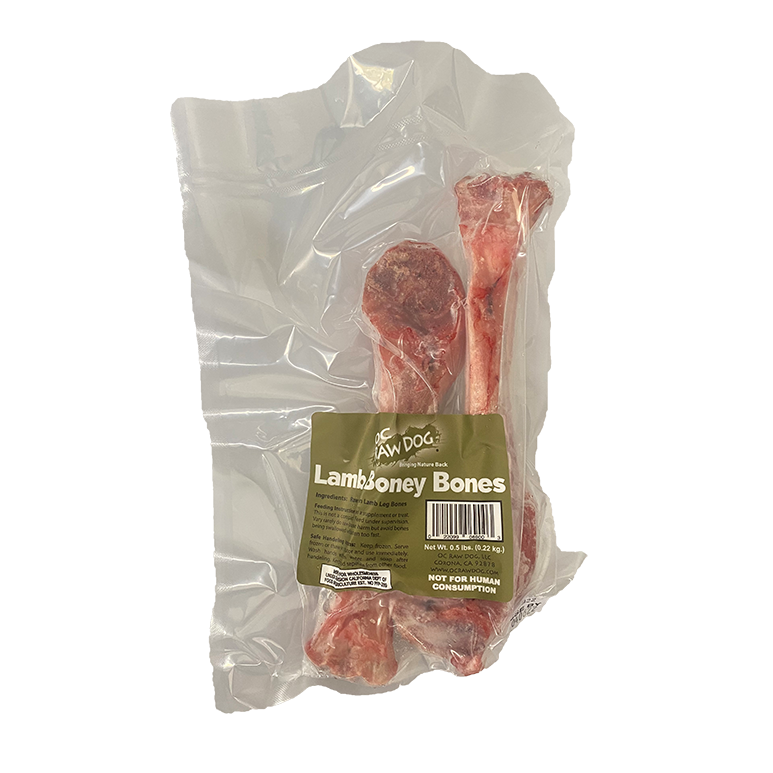 OC Raw Dog Lamb Boney Bones, Frozen Raw Dog Treat, 0.5-lb