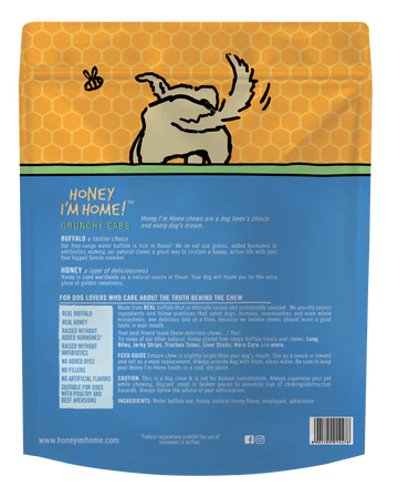 Honey I'm Home Buffalo Crunchy Ears Dog Chew
