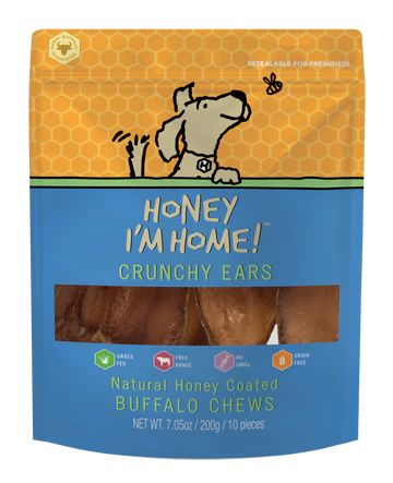 Honey I'm Home Natural Honey Coated Crunchy Ears Buffalo Dog Chews