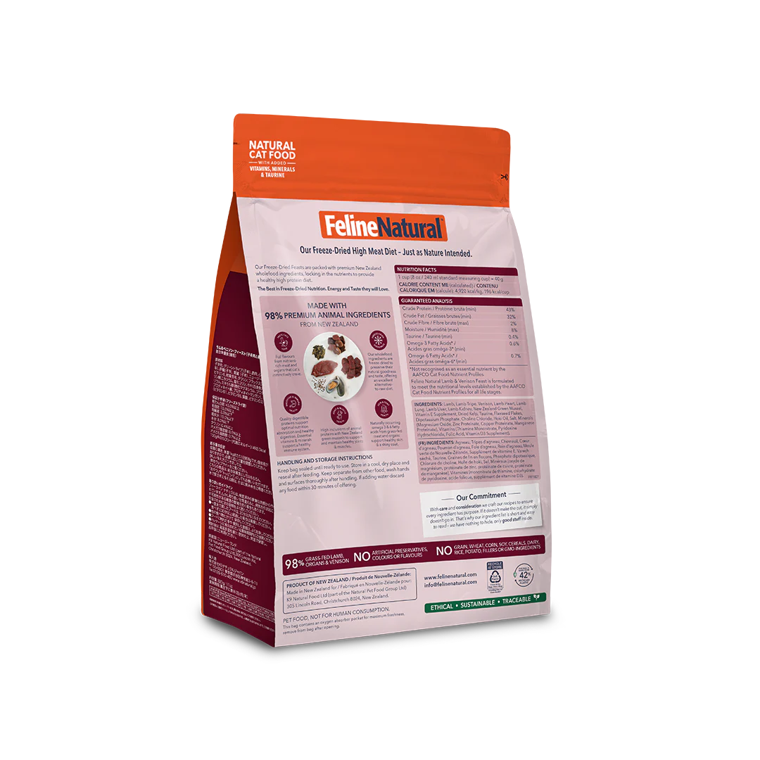 Feline Natural Lamb & Venison Feast, Freeze-Dried Raw Cat Food