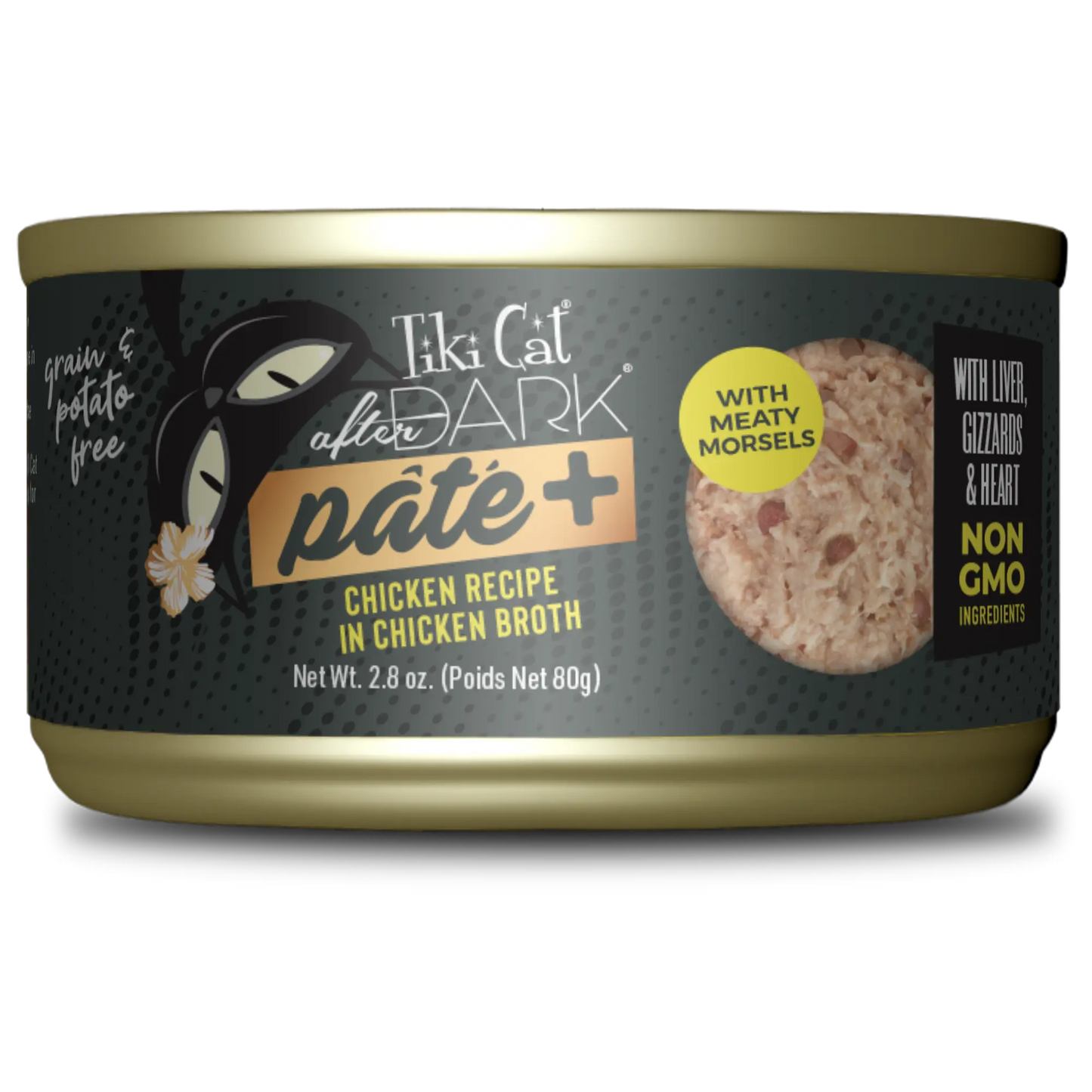 Tiki Cat After Dark Pate+ Chicken Recipe in Chicken Broth, 2.8-oz Case of 12