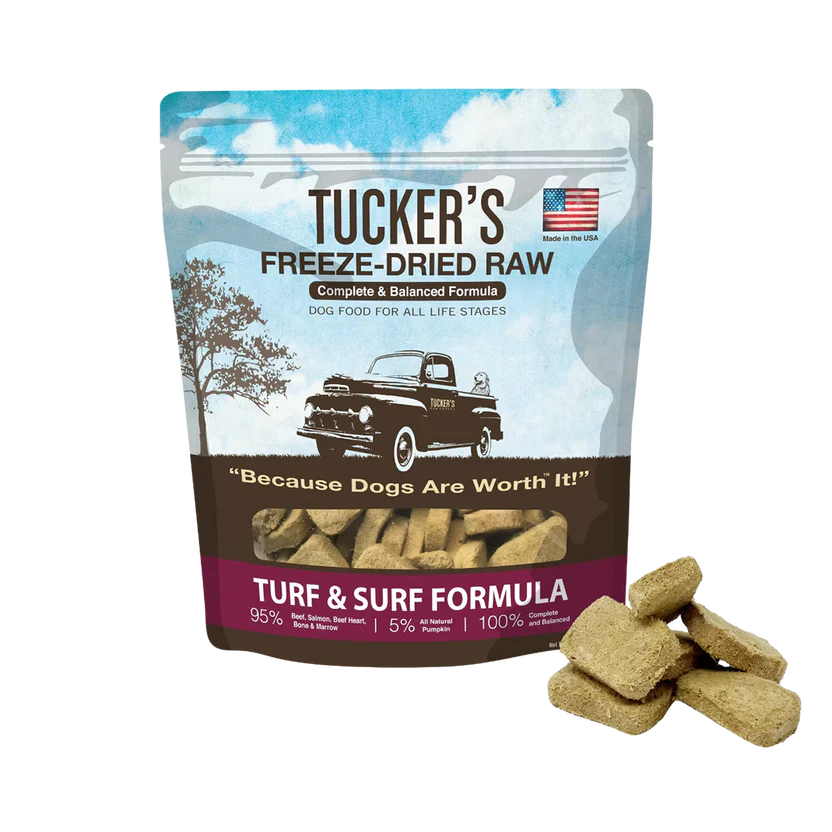 Tucker's Turf & Surf Diet, Freeze Dried Raw Dog Food, 14-oz bag