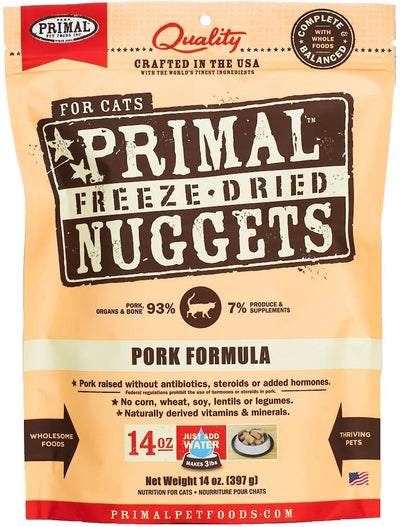 Primal Freeze-Dried Raw Pork Nuggets Cat Food, 14-oz Bag
