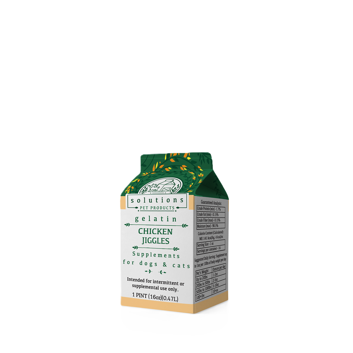 Solutions Pet Products Fermented Chicken Gelatin Broth Chicken Jiggles, Frozen Bone Broth