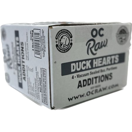 OC Raw Dog Duck Hearts Additions, Frozen Raw Dog Supplement, 2-lb Box