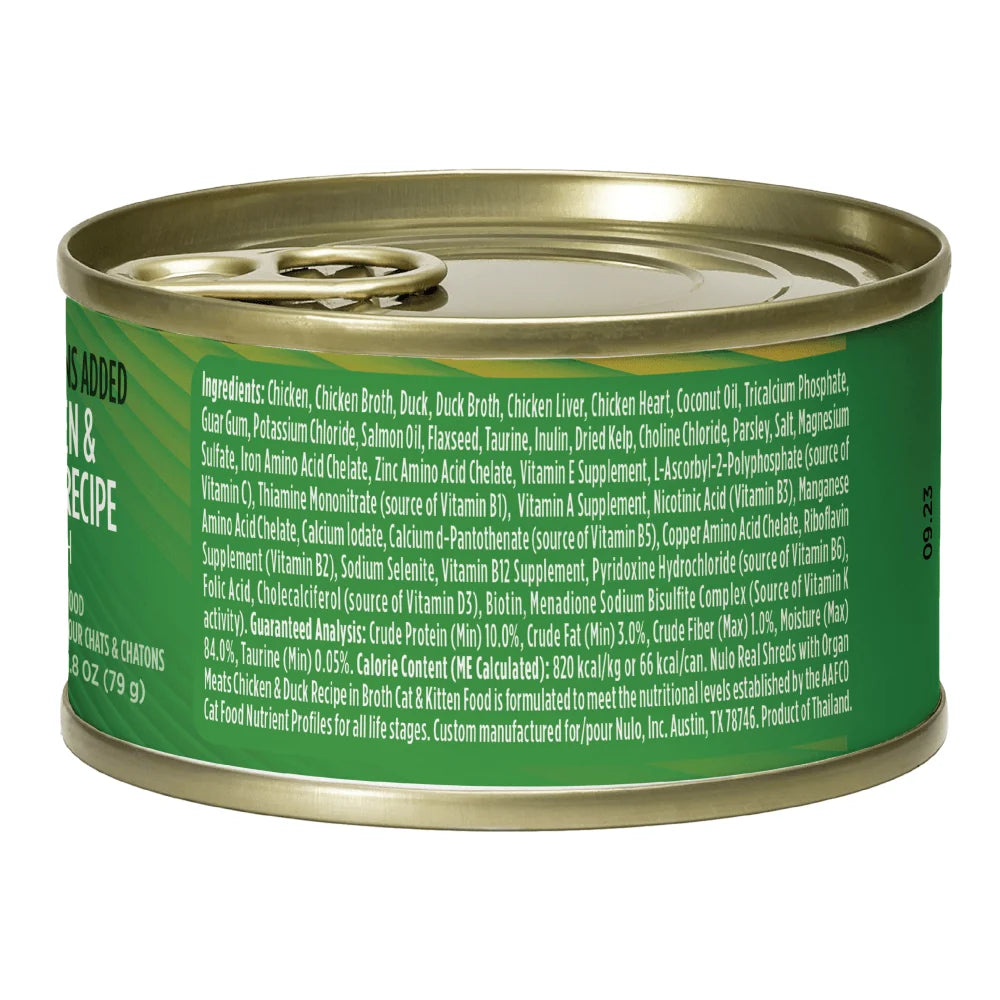 Nulo Real Shreds with Organ Meat Chicken & Duck Recipe, Wet Cat Food, 2.8-oz Case Of 12