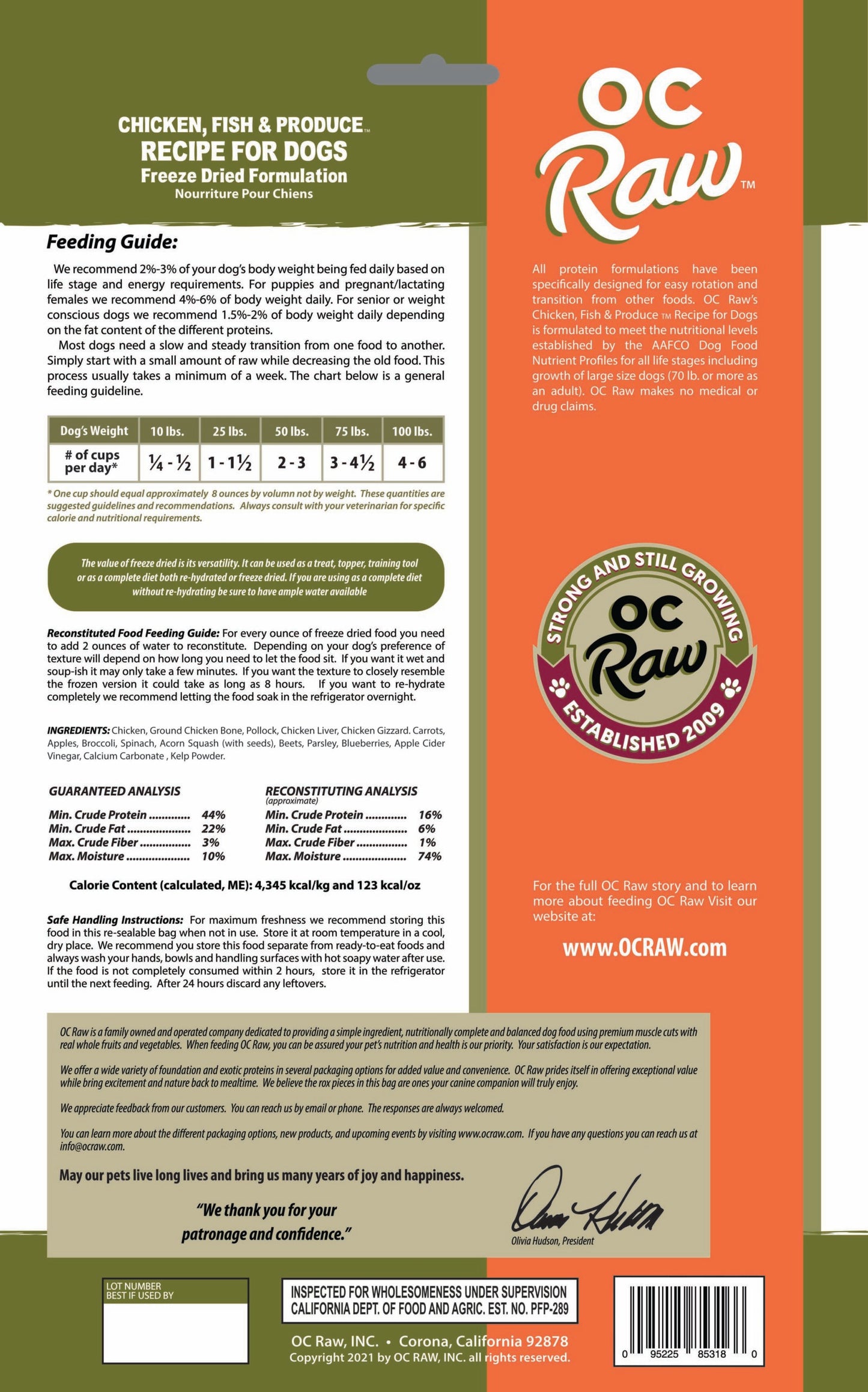 OC Raw Chicken, Fish & Produce Freeze Dried Sliders, Freeze-Dried Raw Dog Food, 20-oz Bag