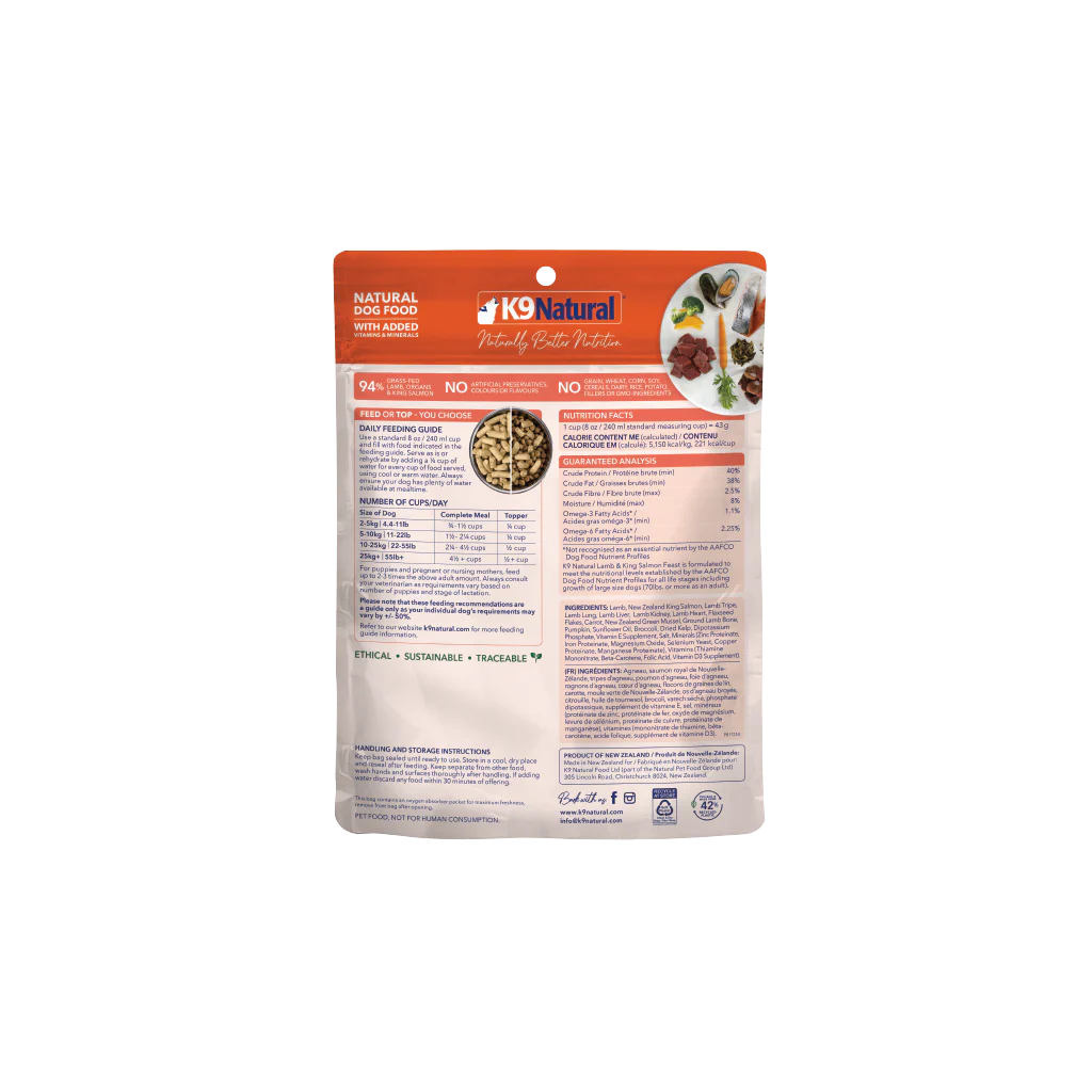K9 Natural Lamb & King Salmon Feast, Freeze-Dried Dog Food