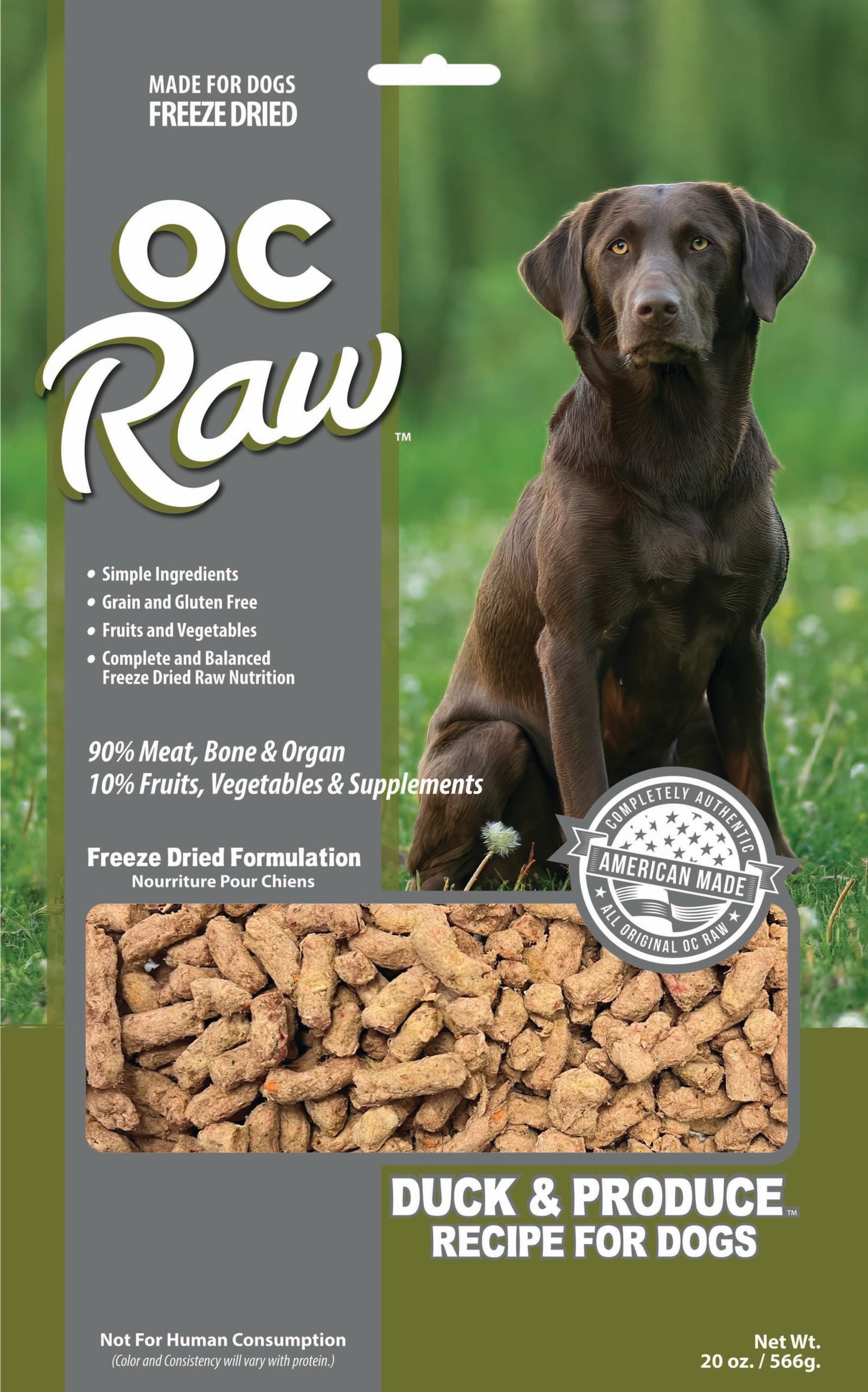 OC Raw Duck and Produce, Freeze-Dried Raw Dog Food