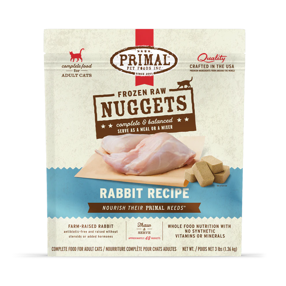 Primal Frozen Raw Nuggets Rabbit Cat Food, 3-lb Bag