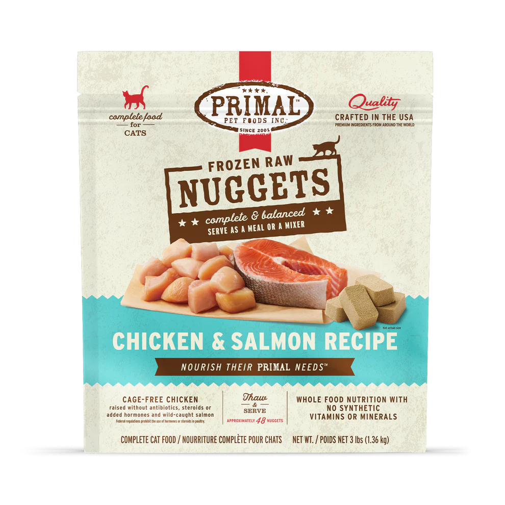 Primal Frozen Raw Nuggets Chicken & Salmon Cat Food, 3-lb Bag