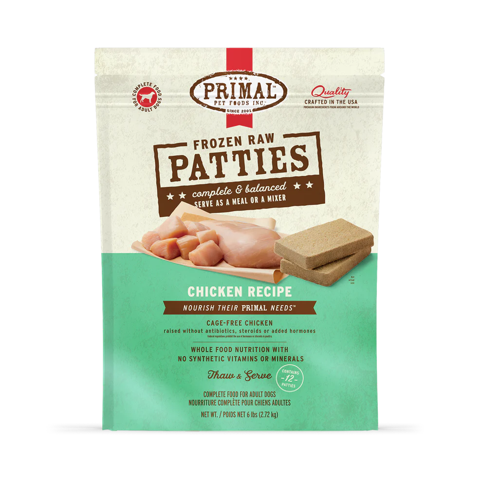 Primal Frozen Raw Chicken Dog Food, 6-lb Patties