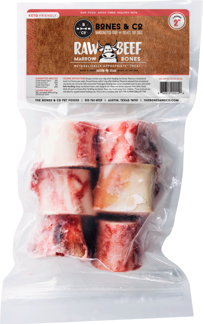 Bones & Co 2" Beef Marrow Bones, Dog Chew, 6pk