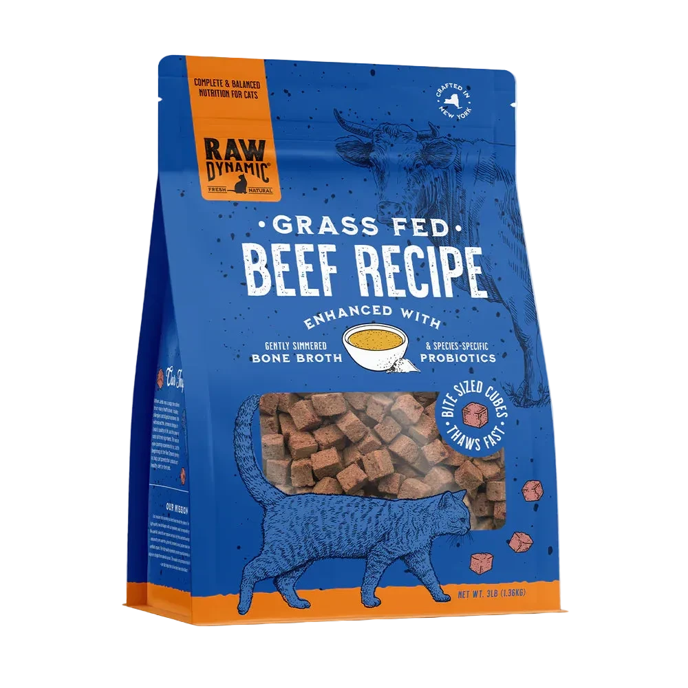 Raw Dynamic Frozen Raw Beef Formula For Cats, Frozen Cat Food, 3-lb Bag