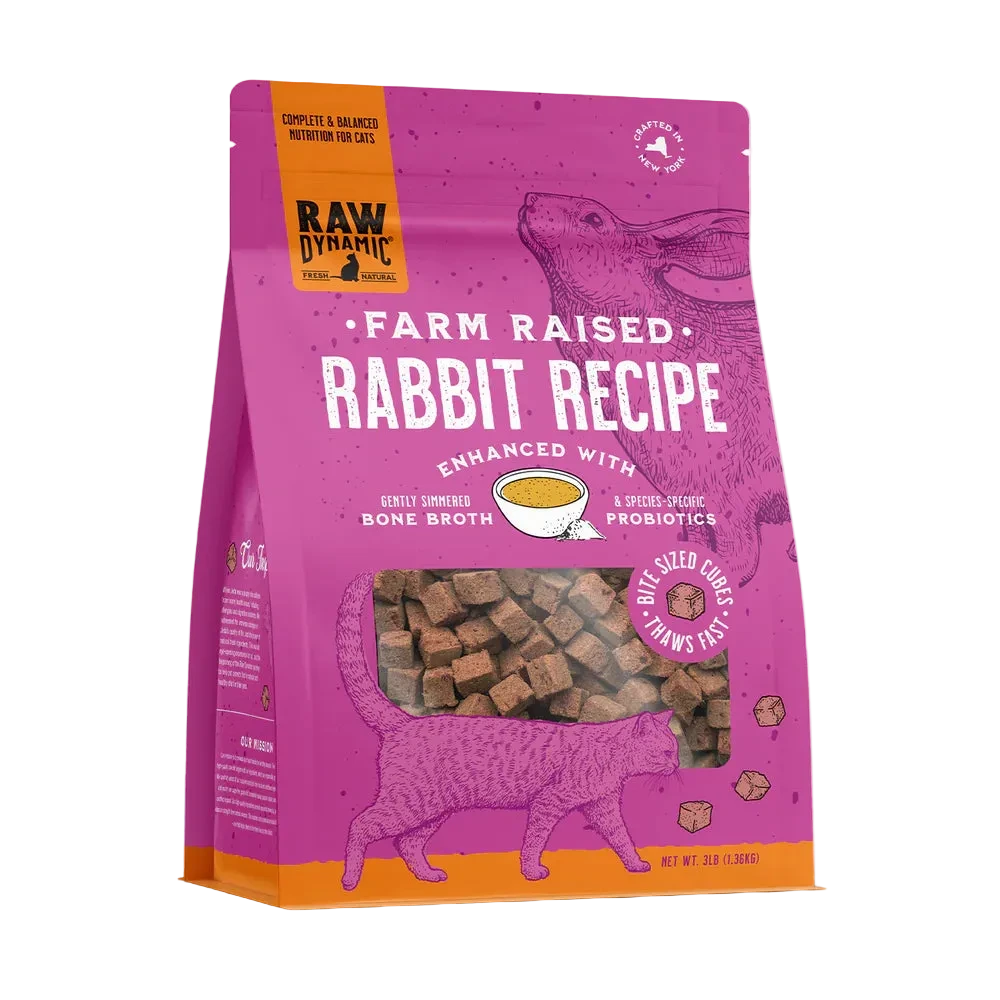 Raw Dynamic Frozen Raw Rabbit Formula For Cats, Frozen Cat Food, 3-lb Bag