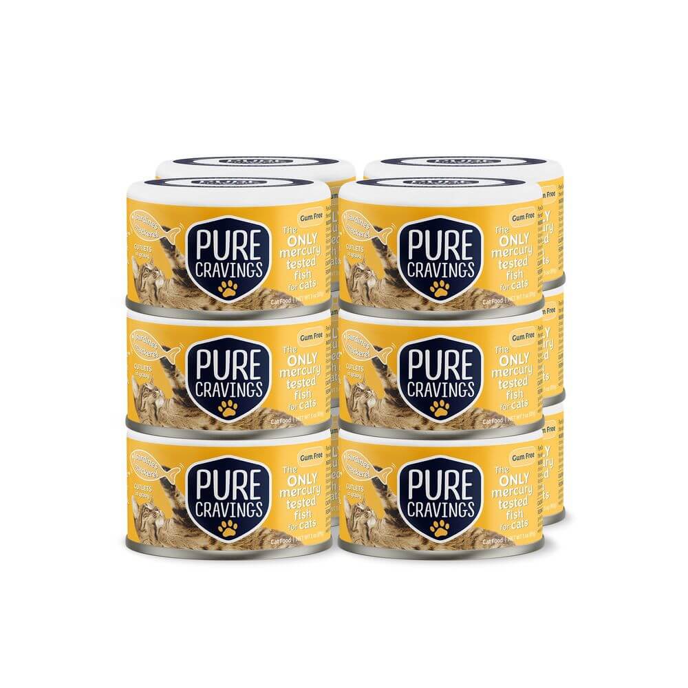 Pure Cravings Wild Sardines & Mackerel Cutlets in Gravy, Wet Cat Food, 3-oz Case of 12