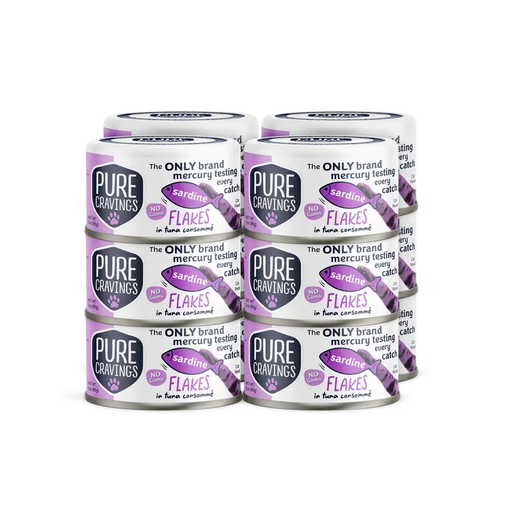 Pure Cravings Sardine Flakes in Tuna Consommé, Wet Cat Food, 3-oz Case of 12