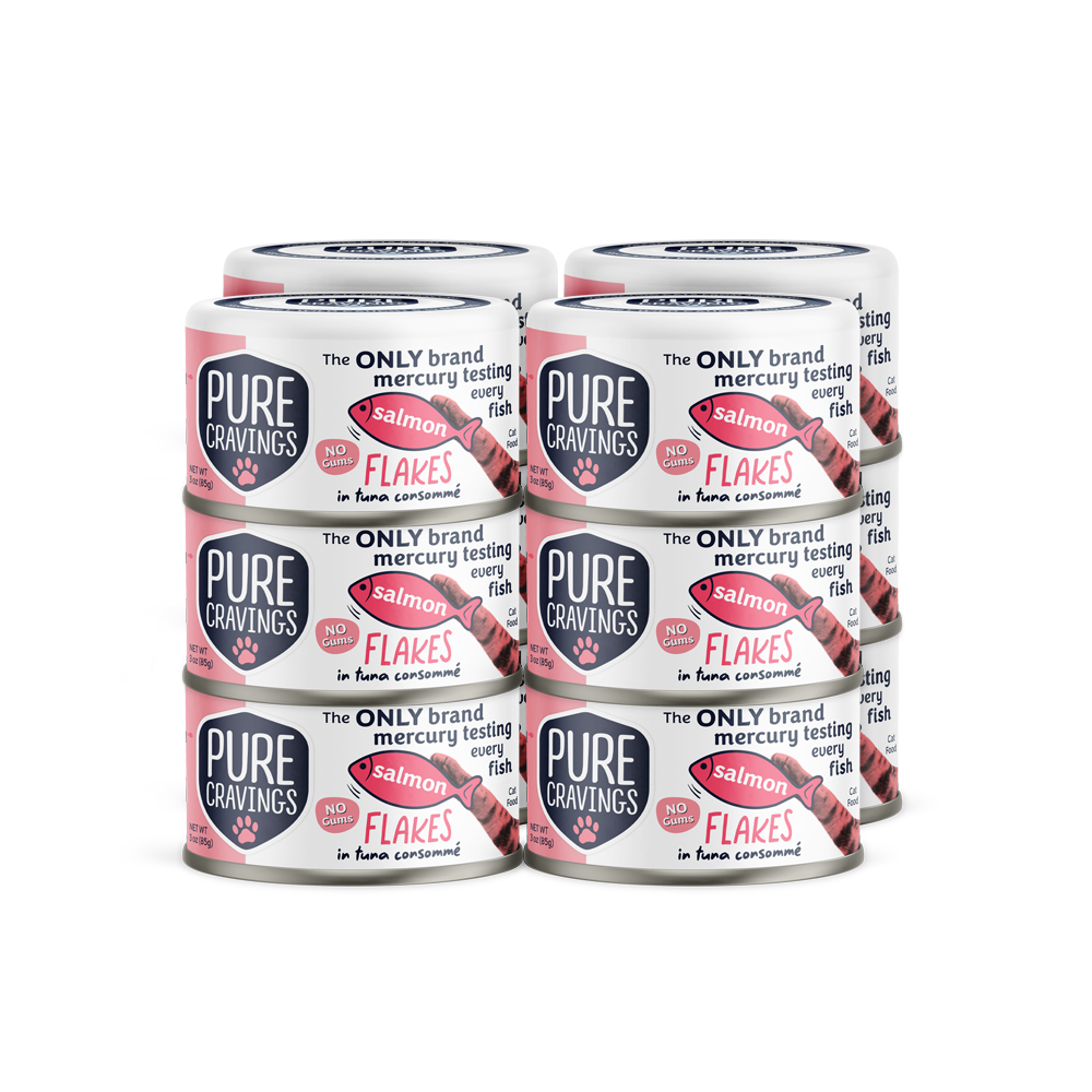 Pure Cravings Salmon Flakes in Tuna Consommé, Wet Cat Food, 3-oz Case of 12