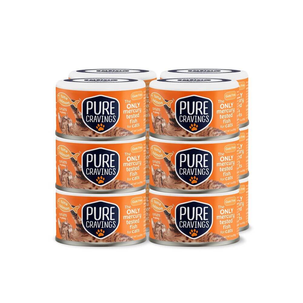 Pure Cravings Wild Tuna & Salmon Cutlets in Gravy, Wet Cat Food, 3-oz Case of 12