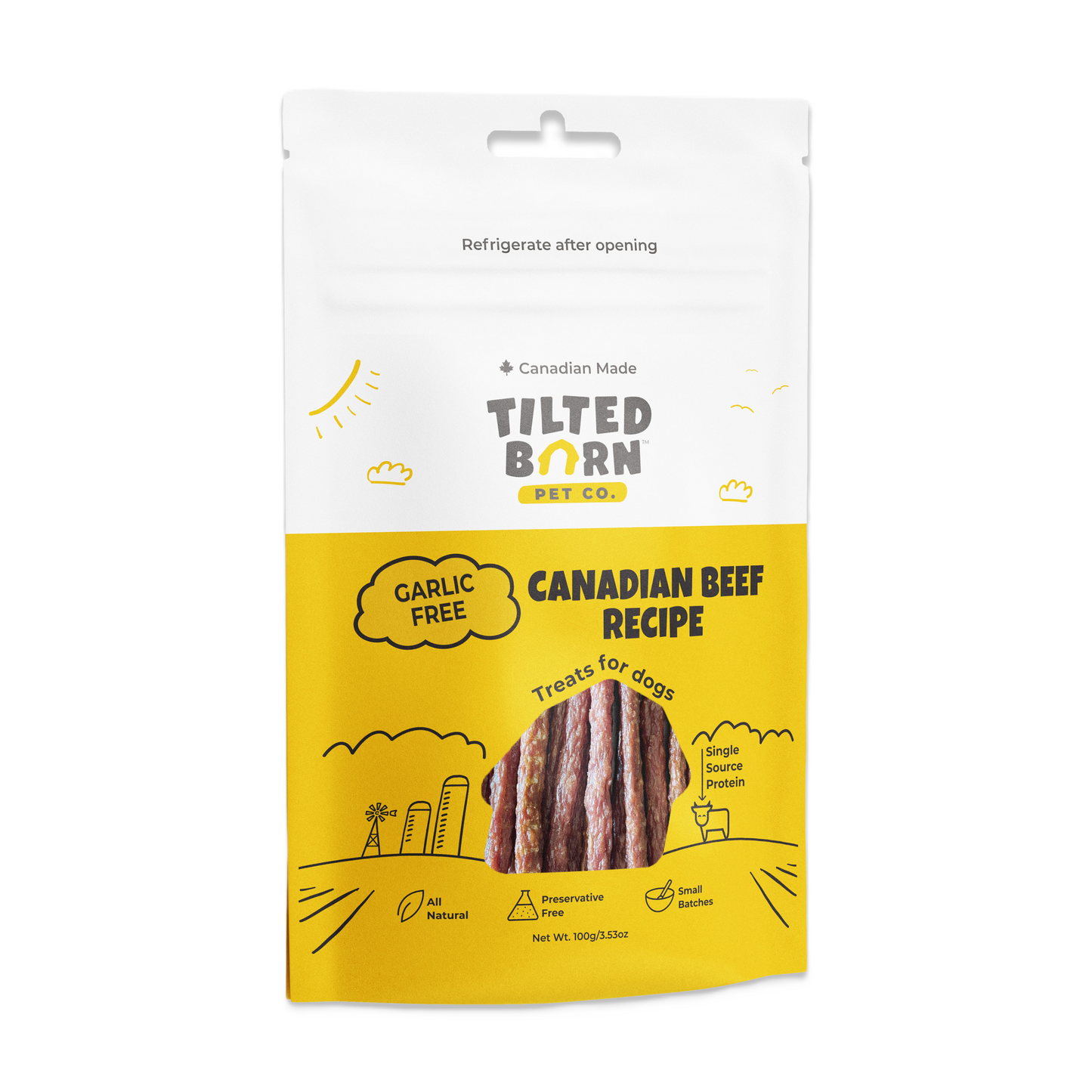 Tilted Barn Beef Recipe No Garlic, Dog Treats, 3.53-oz Bag