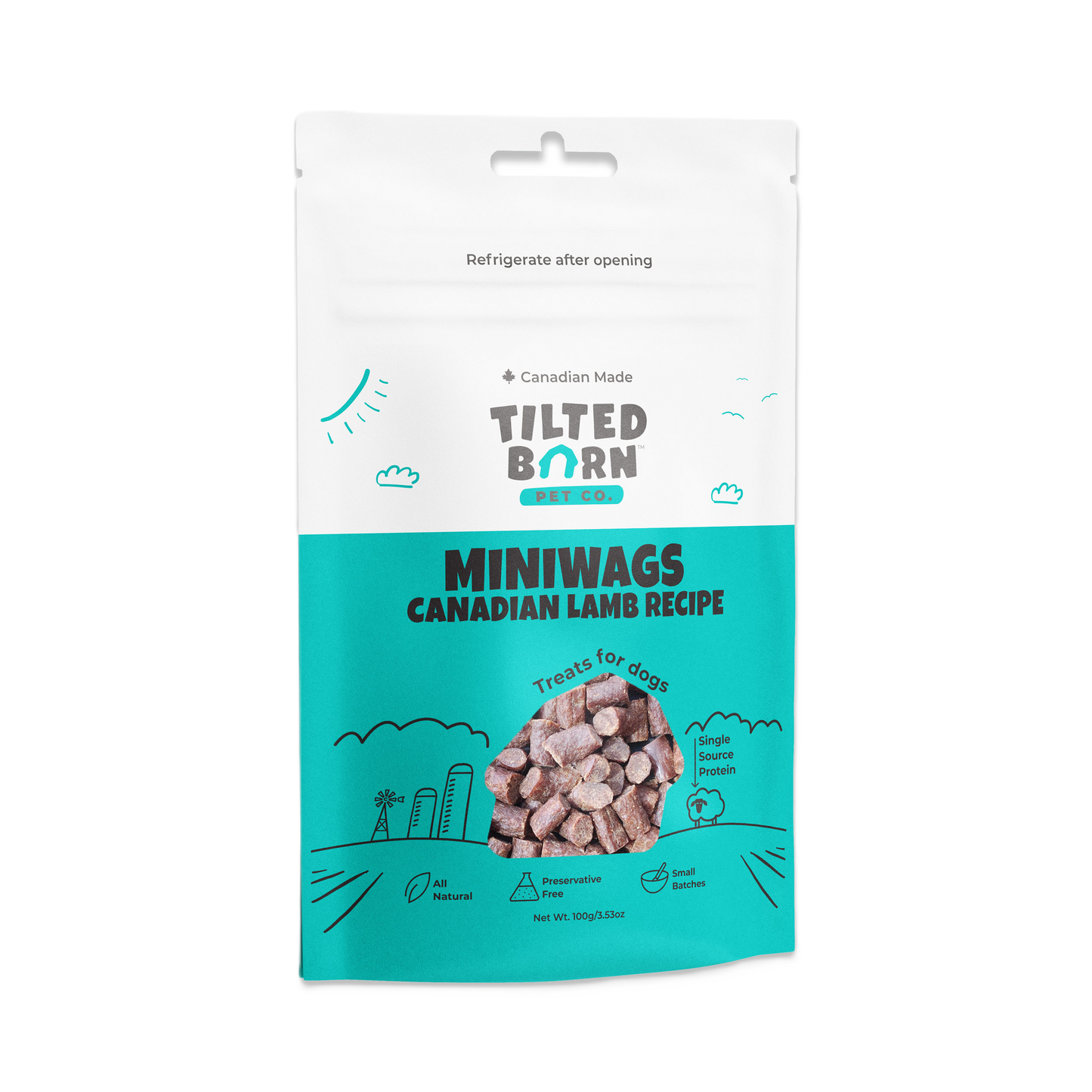 Tilted Barn Miniwags Canadian Lamb Recipe, Dog Treats, 3.53-oz Bag