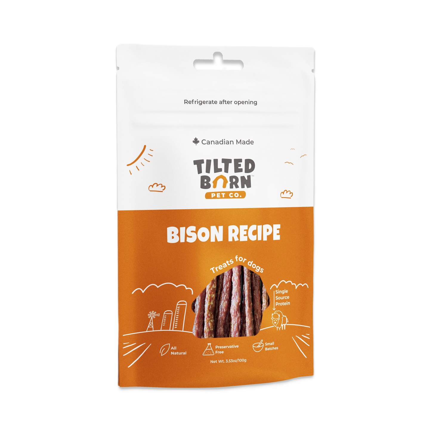 Tilted Barn Bison Recipe, Dog Treats, 3.53-oz Bag