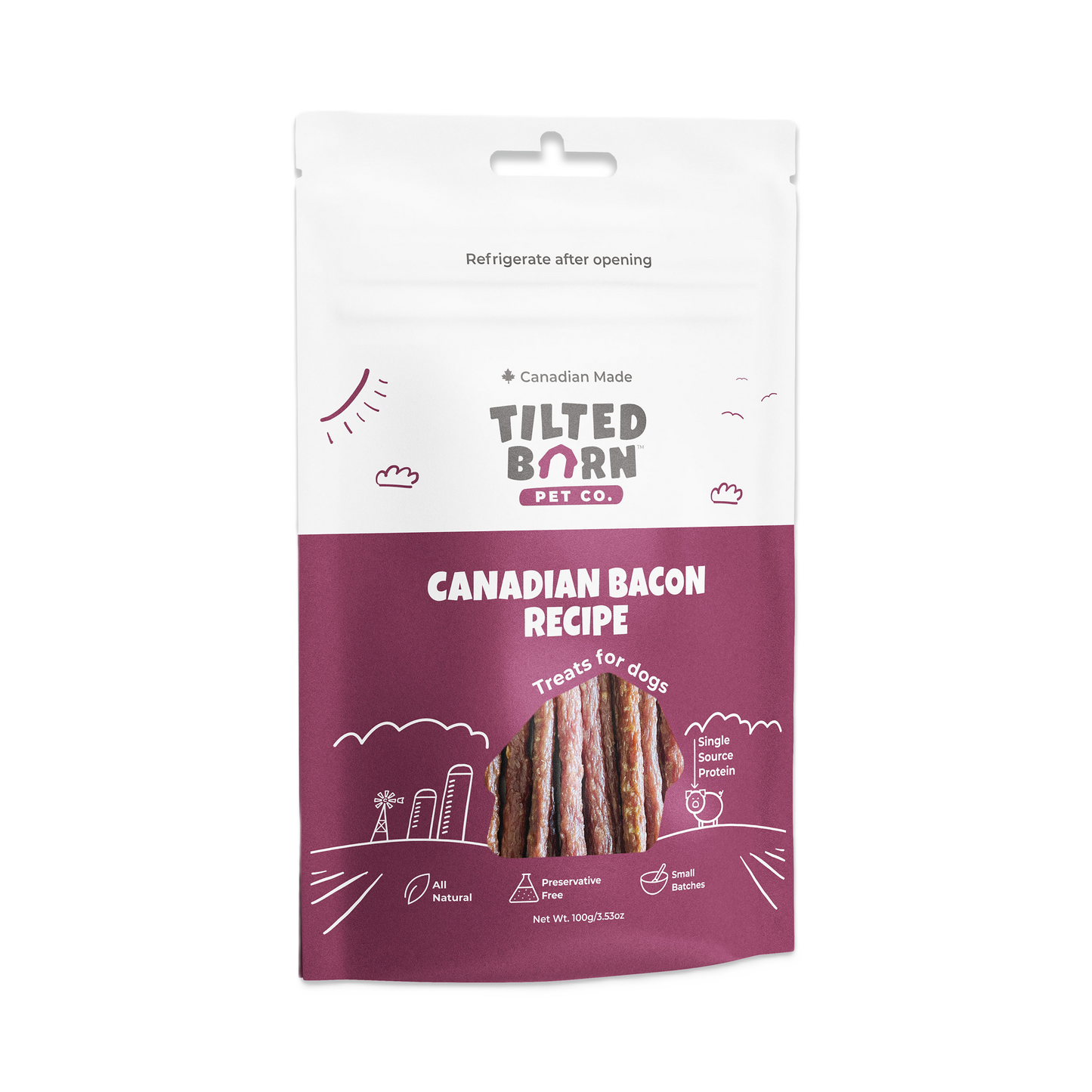 Tilted Barn Canadian Bacon Recipe, Dog Treats, 3.53-oz Bag