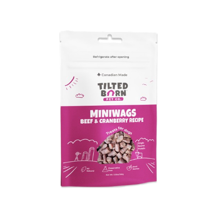 Tilted Barn Miniwags Beef & Cranberry Recipe, Dog Treats, 3.53-oz Bag