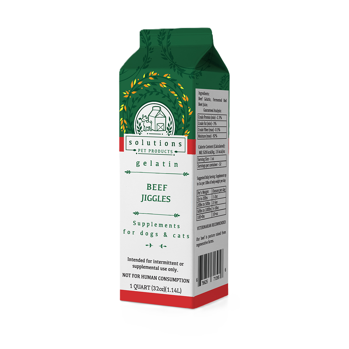 Solutions Pet Products Fermented Beef Gelatin Broth Beef Jiggles, Frozen Bone Broth