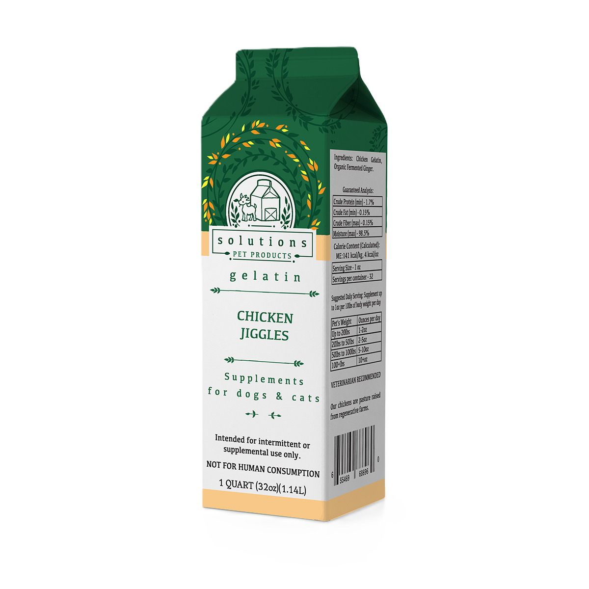 Solutions Pet Products Fermented Chicken Gelatin Broth Chicken Jiggles, Frozen Bone Broth