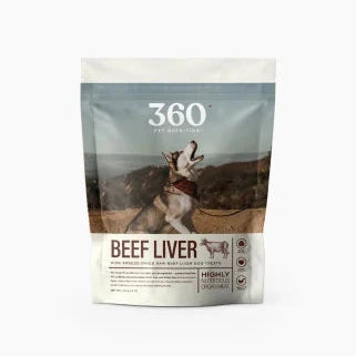 360 Pet Nutrition Freeze Dried Raw Beef Liver Dog Treats, 4-oz Bag