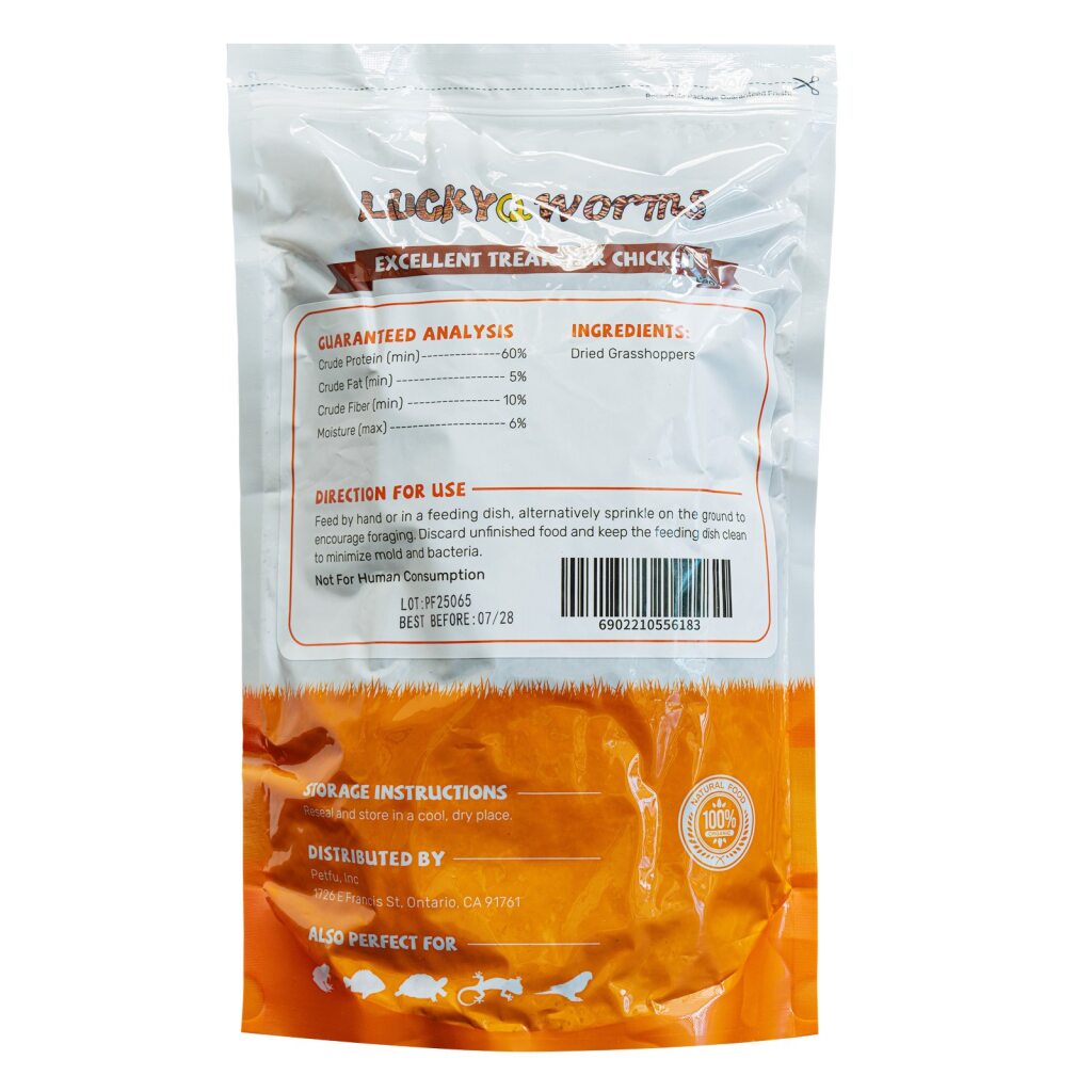Luckyqworms Dried Grasshoppers, Poultry Treat, 1-lb Bag