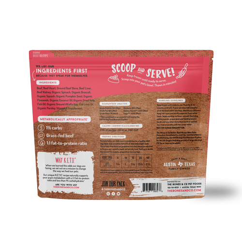 Bones & Co Frozen Raw Beef, Dog Food