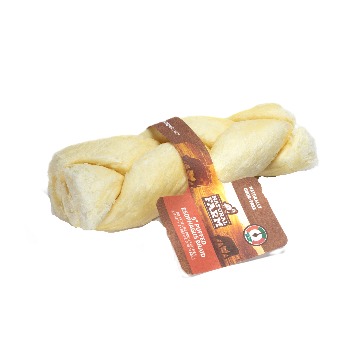 Natural Farm Beef Braided Esophagus Puff, Dog Chews