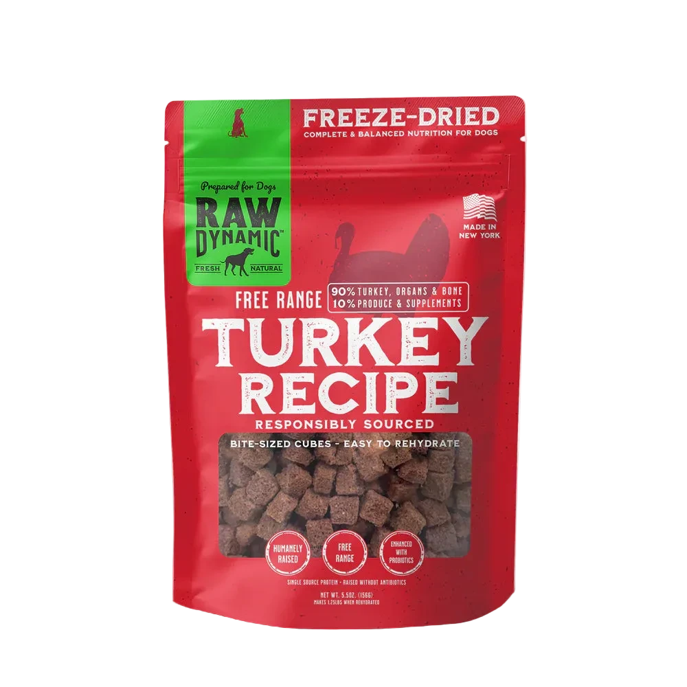 Raw Dynamic Freeze-Dried Raw Turkey Formula for Dogs, Freeze-Dried Dog Food, Pouch