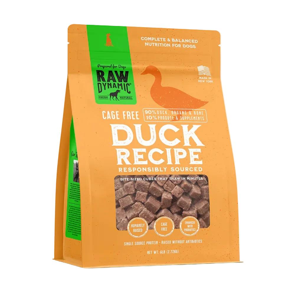 Raw Dynamic Frozen Raw Duck Formula For Dogs, Frozen Dog Food