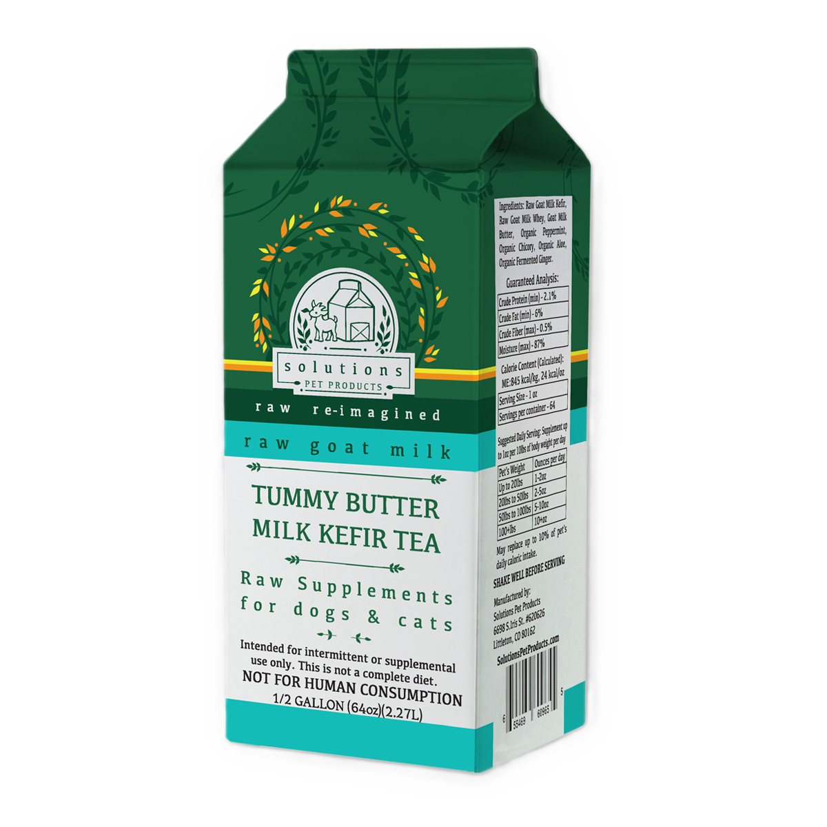 Solutions Pet Products Tummy Butter Kefir Tea, Frozen Raw Goat Milk Supplement
