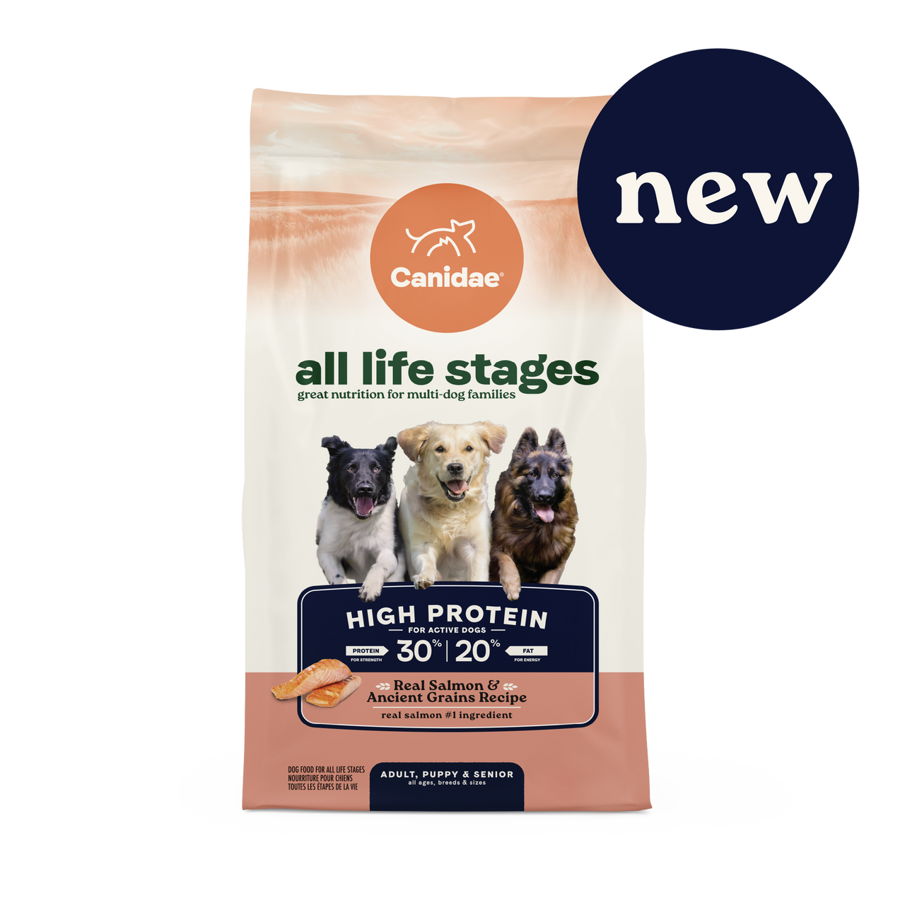 Canidae All Life Stages High Protein Dry Dog Food, Ancient Grain Salmon Recipe Dry Dog Food, 27-lb Bag