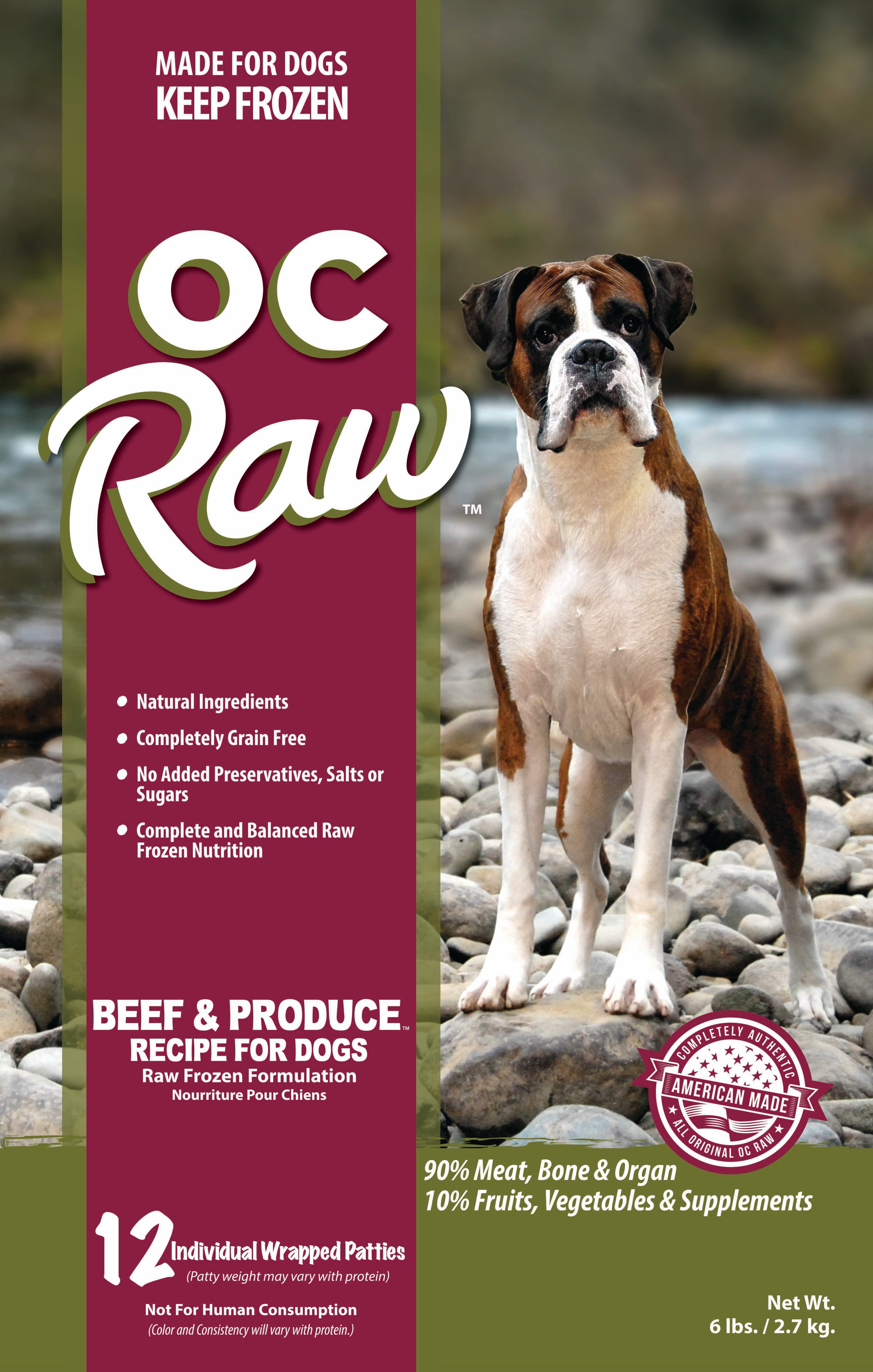 OC Raw Dog Beef and Produce Patties Frozen Raw Dog Food 6 lb Bag