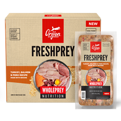 Orijen FreshPrey Turkey, Salmon & Pork Recipe With Grains, Frozen Dog Food