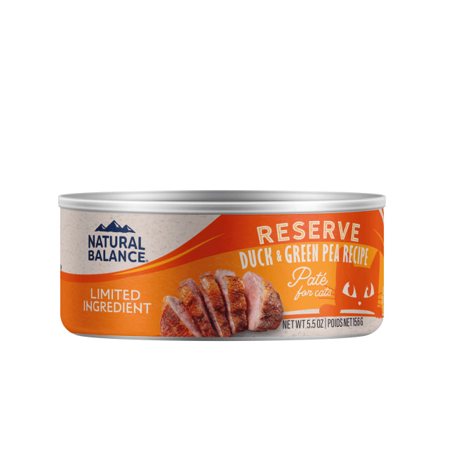 Natural Balance Reserve Duck & Green Pea Formula, Wet Cat Food, 5.5-oz Case Of 24