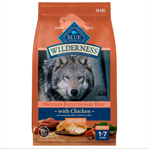 Blue Buffalo Wilderness Large Breed Adult Chicken With Wholesome Grains Recipe 24-lb , Dry Dog Food
