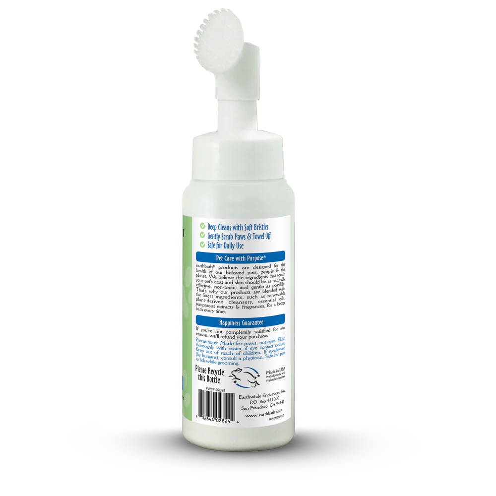 Earthbath Paw Wash, No-Rinse Foaming Cleanser, 8-oz
