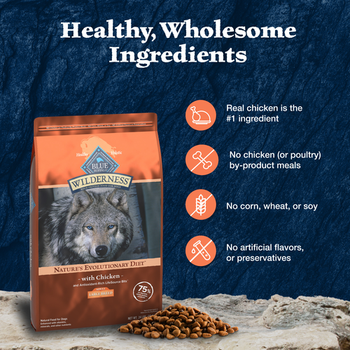 Blue Buffalo Wilderness Large Breed Adult Chicken With Wholesome Grains Recipe 24-lb , Dry Dog Food