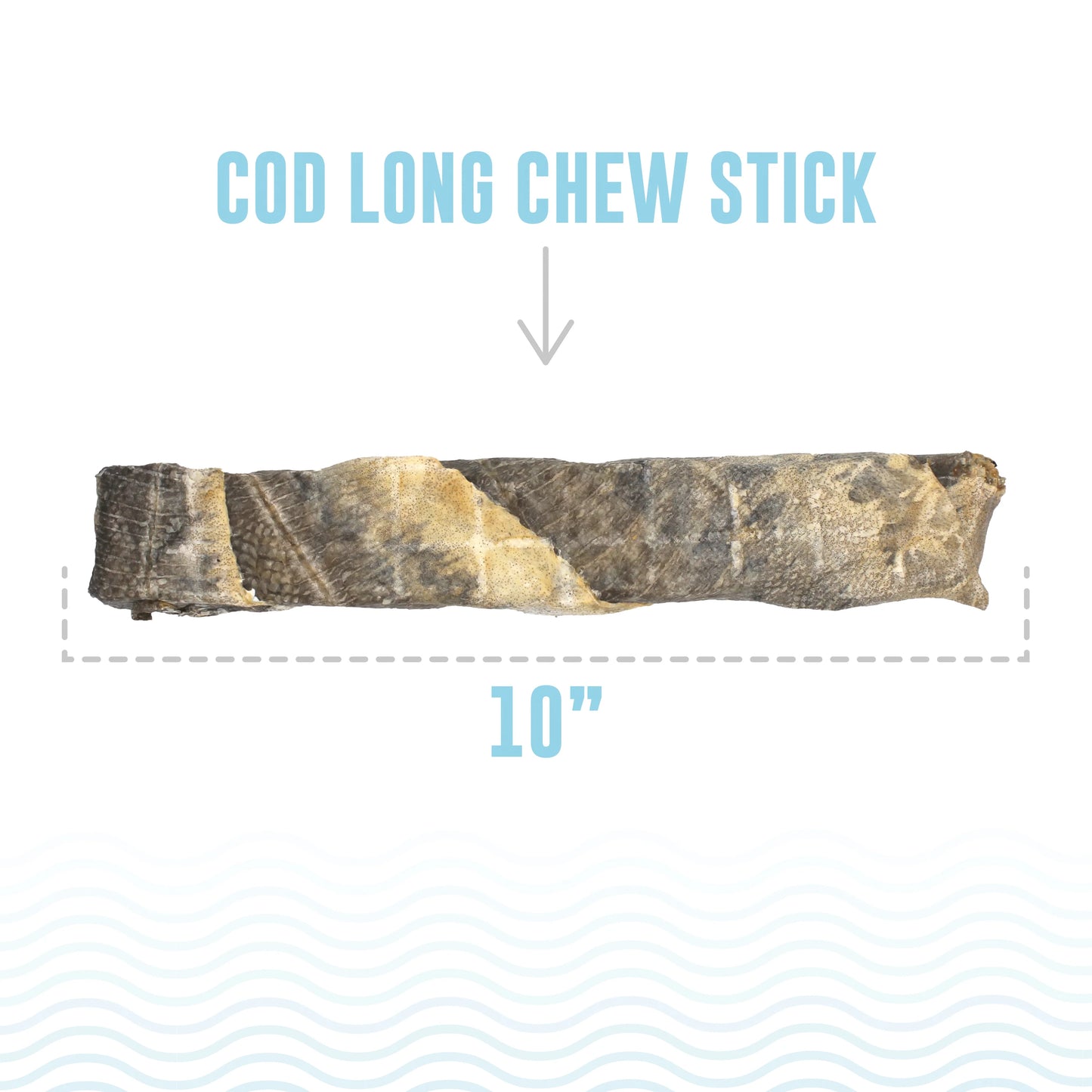 Icelandic+ Hand Wrapped Cod Skin Long 10" Chew Sticks for Dogs, 2-Pack