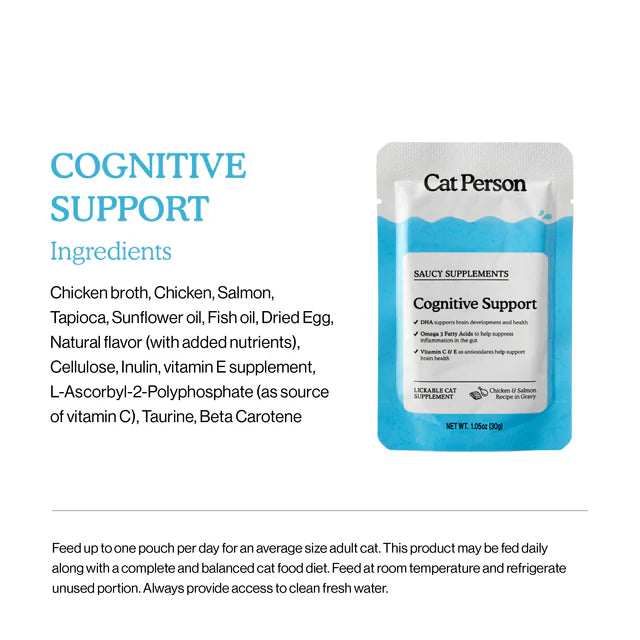 Cat Person Cognitive Support Supplement for Cats, Chicken & Salmon in Gravy