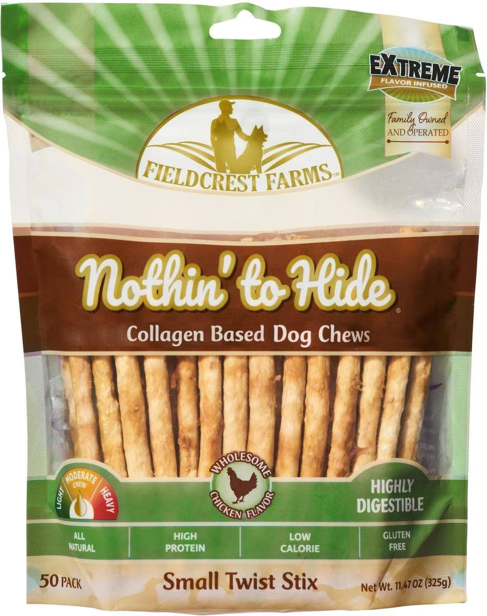 Fieldcrest Farms Nothin To Hide Small Twist Stix Chicken, Dog Chew