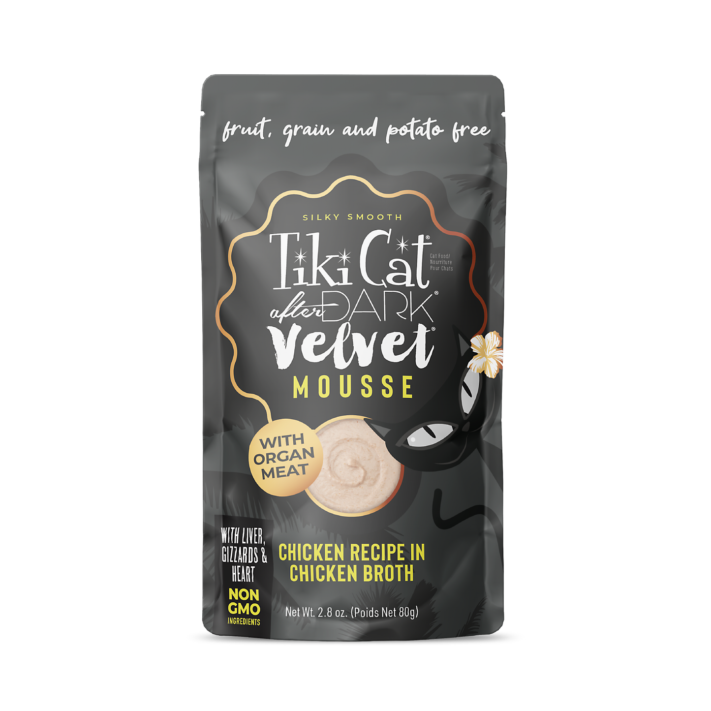 Tiki Cat After Dark Velvet Mousse Chicken Recipe in Chicken Broth, 2.8-oz Case of 12