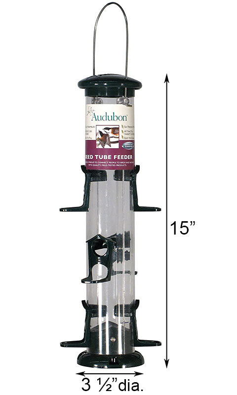 Audubon Seed Tube Bird Feeder, Green, 15in