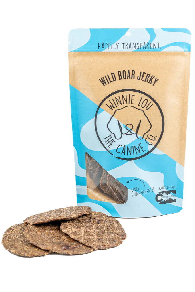 Winnie Lou Wild Boar Jerky, Dog Treat, 2.5-oz Bag